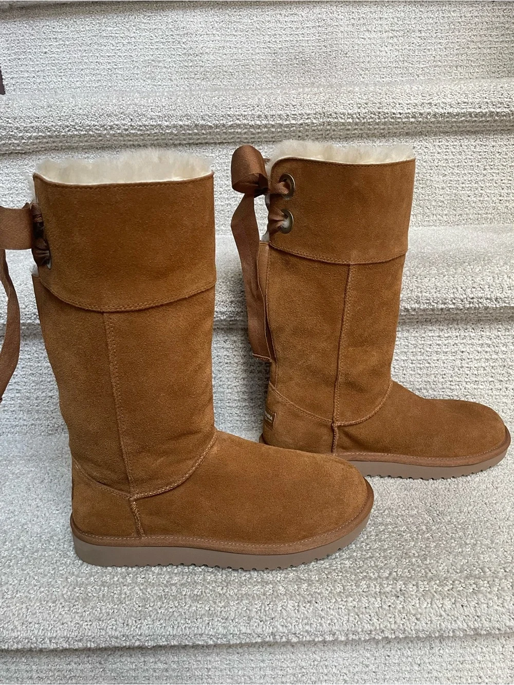 Koolaburra by UGG Womens Andrah Suede Faux Fur Boots Chestnut Size 7 Winter